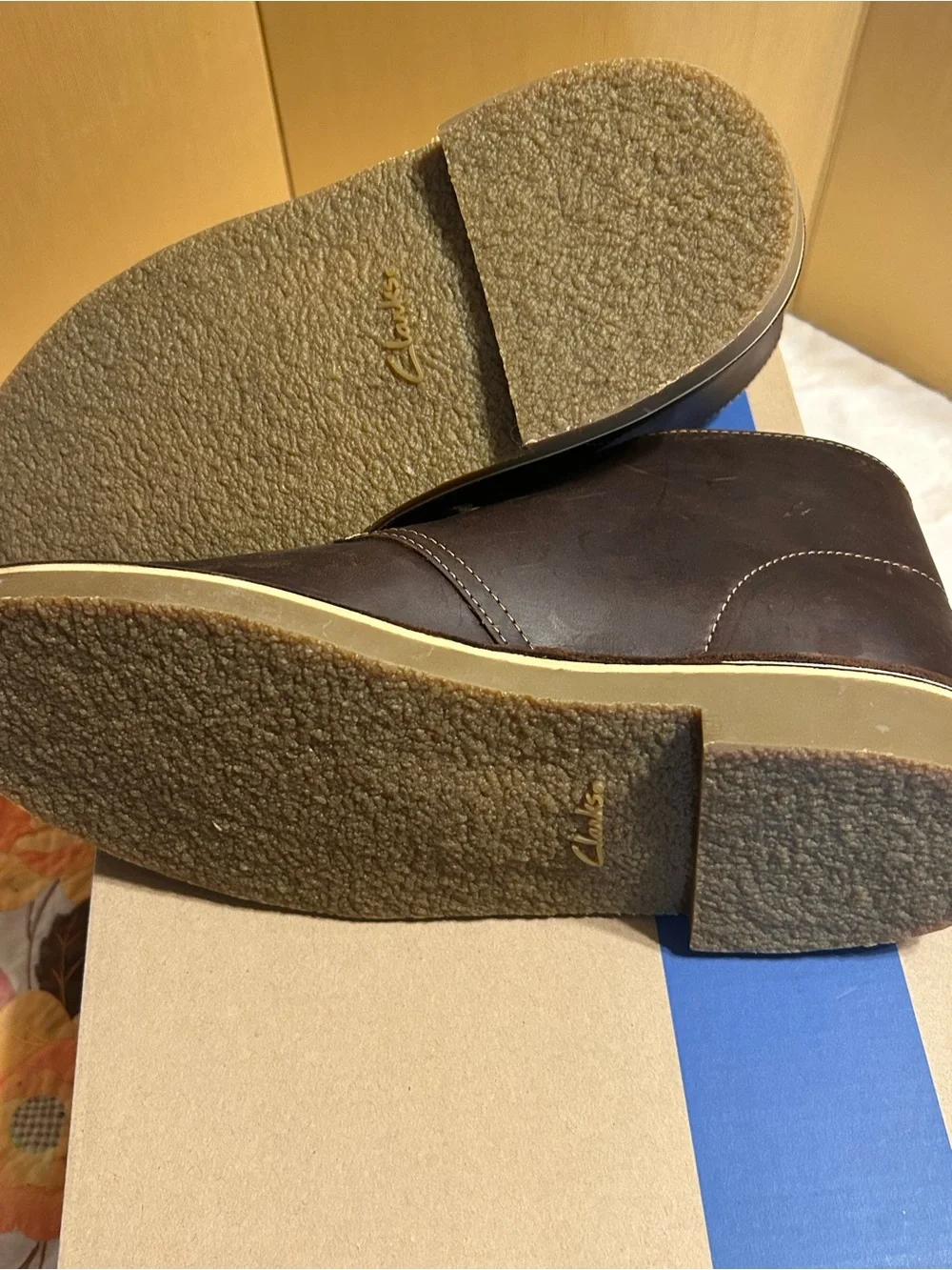 Clarks Shepton Beeswax Leather Chukka Boots Mens Size 7.5M Brown New In Box